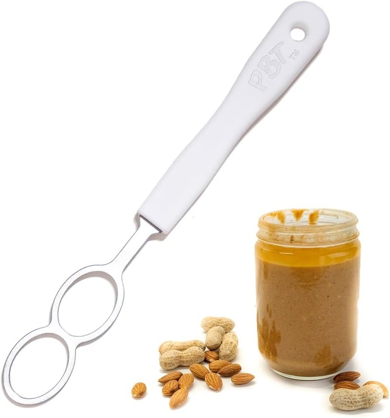 PBT - Peanut Butter Mixer, Stainless Steel Stirring Tool for Natural Peanut Butter, Dough, Yogurt, Sauces, and More - Fits Any Container Size, Less Mess, Dishwasher Safe (WHITE) - Image 1